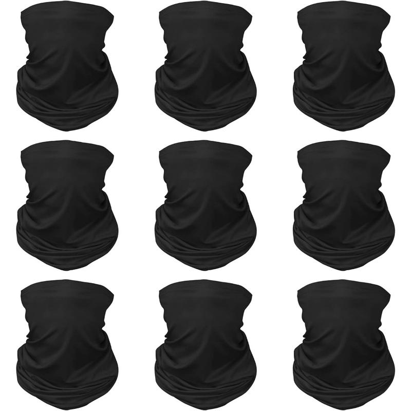 9 Pcs Soft Windproof, Face Cover for Sun Protection, Cooling Neck Gaiter Face Cover Scarf Set, Hiking Cycling, Protection Mask for Men and Women