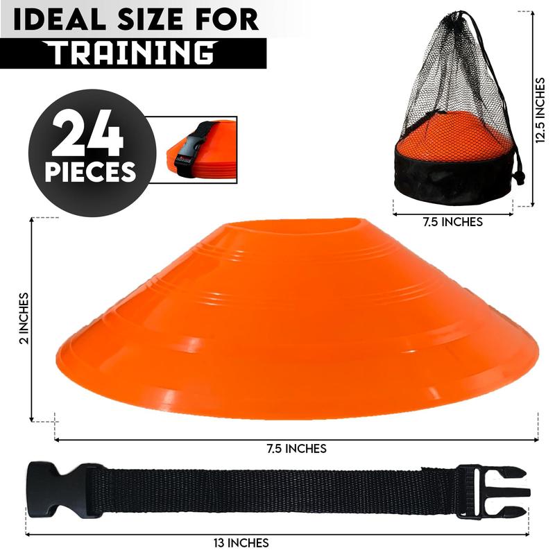 Soccer Cones for Training - with Mesh Bag & Strap - Flexible & Heavy Duty - Best for Football, Basketball & Running Drills - Premium Quality Soccer Training Cones Sports