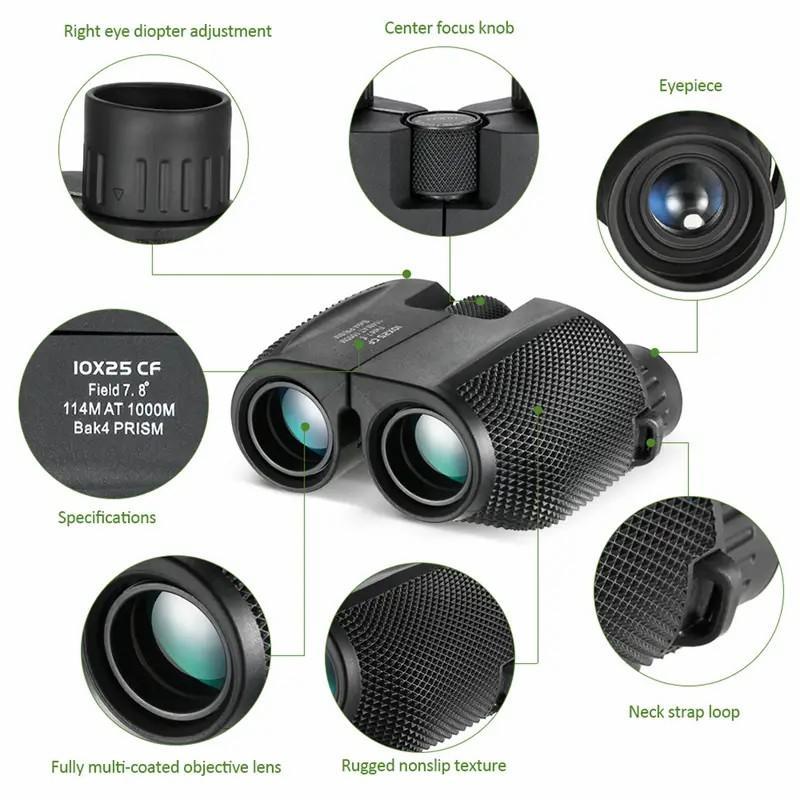 Portable High Magnification Outdoor Binoculars, Handheld Low Light Night Vision Binoculars, Outdoor Binoculars for Camping & Hiking & Vocal Concert