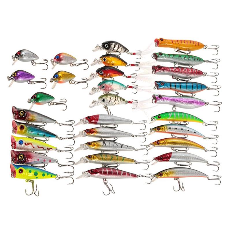 Mixed Size Artificial Fishing Lure, 30pcs Colorful Simulation Fishing Bait with Hook,  Fishing Lures Kit,  Baits with Hooks for Saltwater Freshwater, Fishing Accessories for Outdoor Fishing