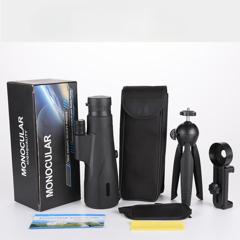 High-power Ultra-clear Low-light Night Vision Monocular Telescope, 1 Count Outdoor Hunting Telescope, Far Shot Telescope with Mobile Phone Clip & Tripod