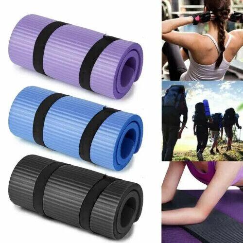 Non Slip Extra Thick 15mm Yoga Mat with Carrying Strap High Density Exercise Pad