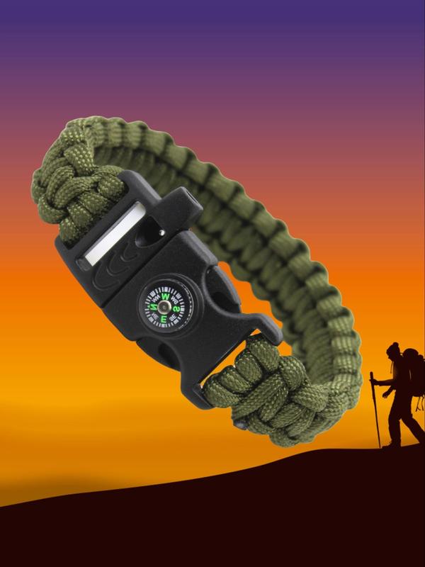 2024 New Style Outdoor Survival Bracelet, Multifunctional Braided Bracelet with Compass & Whistle Design, Fashion Accessories for Men & Women for Wilderness Adventure