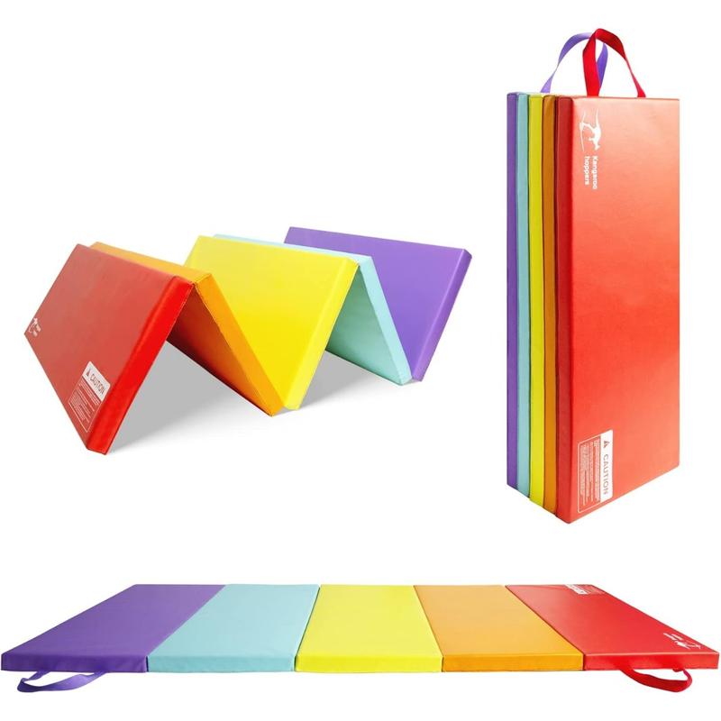 Tumbling Mats, Foldable Gym Mat, Gymnastics Mat with Carrying Handles for Home Activity Play, Multiple Style Choices