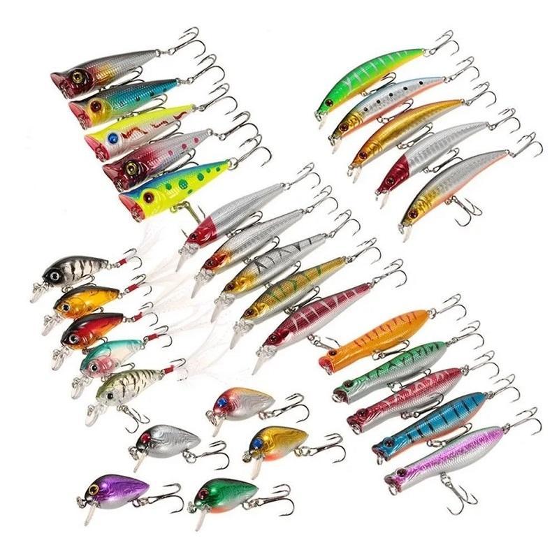 Mixed Size Artificial Fishing Lure, 30pcs Colorful Simulation Fishing Bait with Hook,  Fishing Lures Kit,  Baits with Hooks for Saltwater Freshwater, Fishing Accessories for Outdoor Fishing