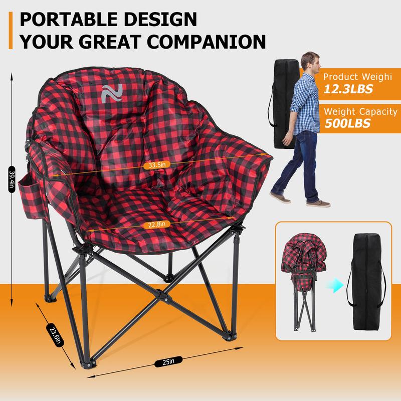 LILYPELLE Outdoor Heated Chair - Heated Camping Chair,Oversized Heated Chairs, Outdoor Sports Chair, Folding Chair for Patio, Outdoor Travel Wide&Thick Padding 10000mAh Power Bank Included