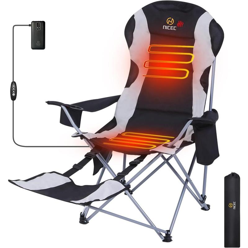 Heated Camping Chair, Heated Chairs Outdoor, Folding Chair, Detachable Foot-Rest 1-Pack + Heated Camping Chairs, Outdoor Heated Chair, Oversized XL Padded Camping Chair