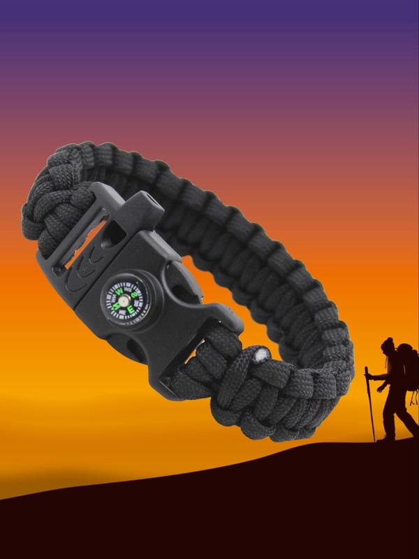 2024 New Style Outdoor Survival Bracelet, Multifunctional Braided Bracelet with Compass & Whistle Design, Fashion Accessories for Men & Women for Wilderness Adventure