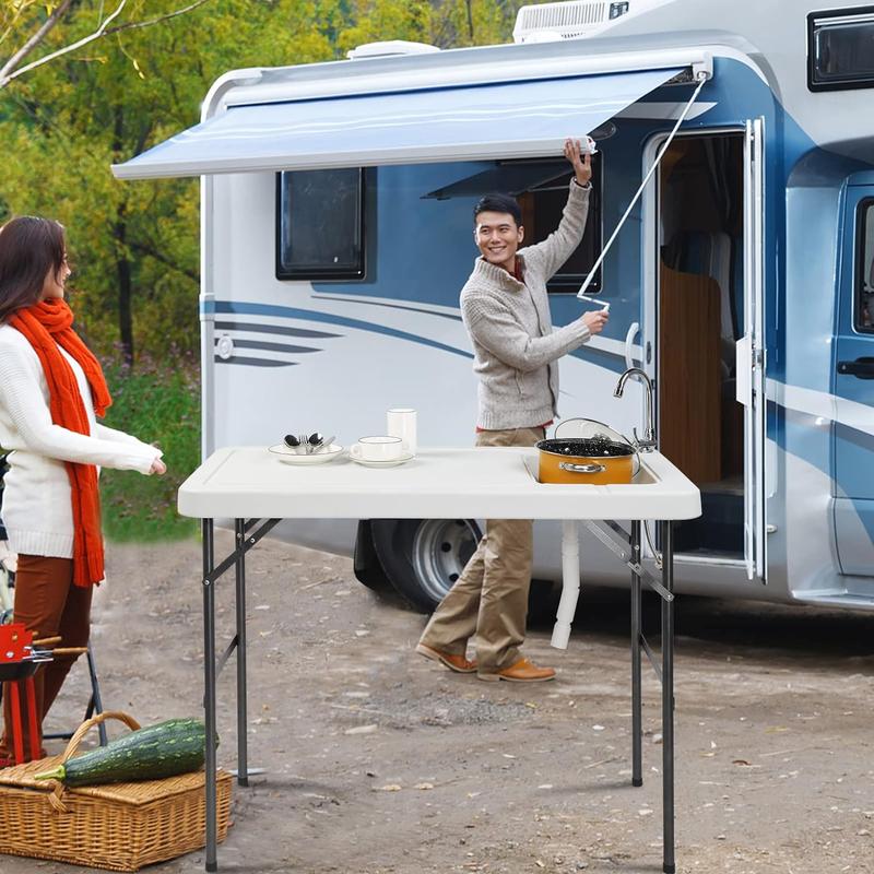 Fish Cleaning Table, Portable Folding Camping Table, 45