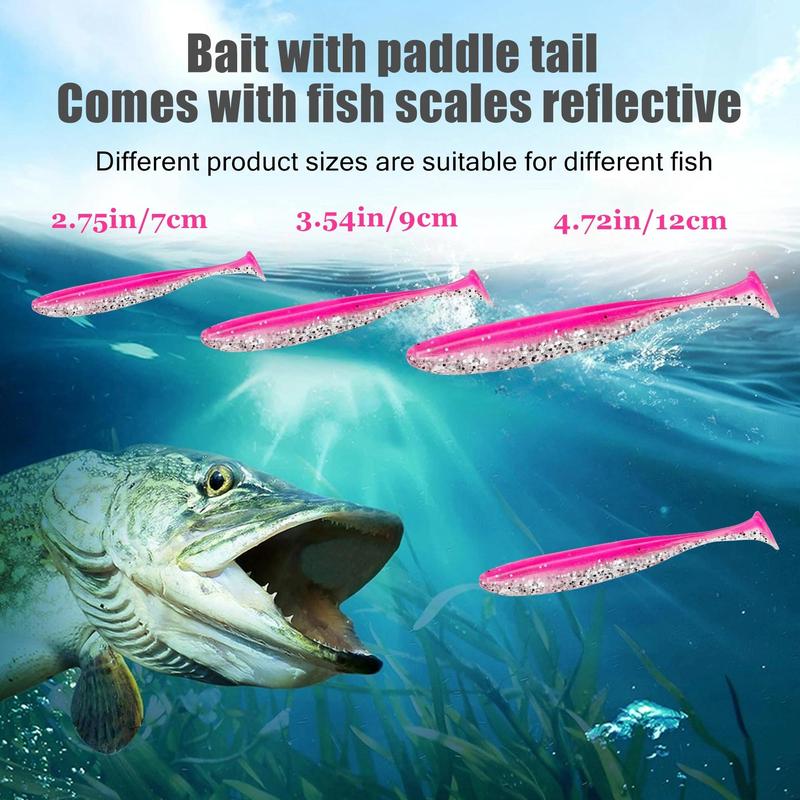 Artificial Soft Fishing Lure, 30pcs set T-tail Worm Lure, Big Artificial Bait, Jig Wobblers Bass Pike Fishing Tackle, Outdoor Fishing Accessories