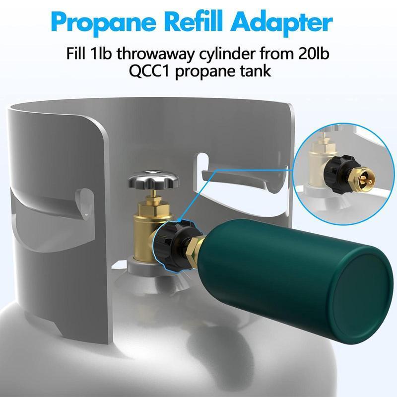 Propane Refill Adapter, Easy To Fill 1lb From 20lb LP Gas Cylinder Tank with Solid Brass Coupler, Camping & Hiking Equipment