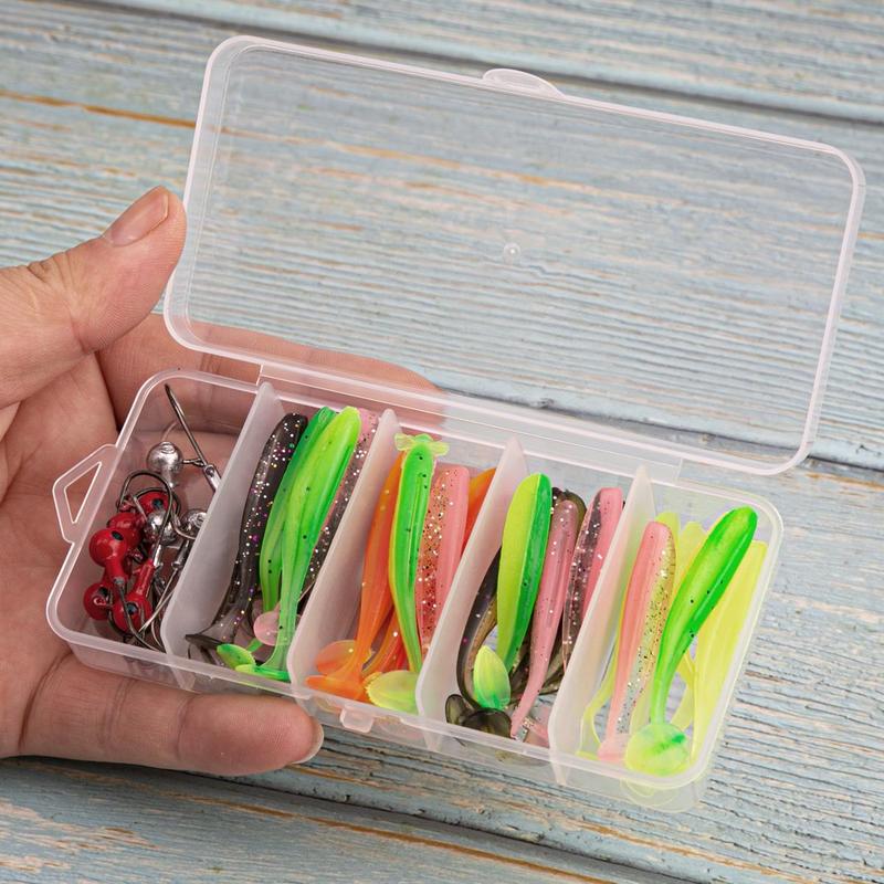 Artificial Fishing Lure with Lead Head Hook, 40pcs box Fishing Bait with Storage Box, Fishing Accessories for Outdoor Fishing, Christmas Gift