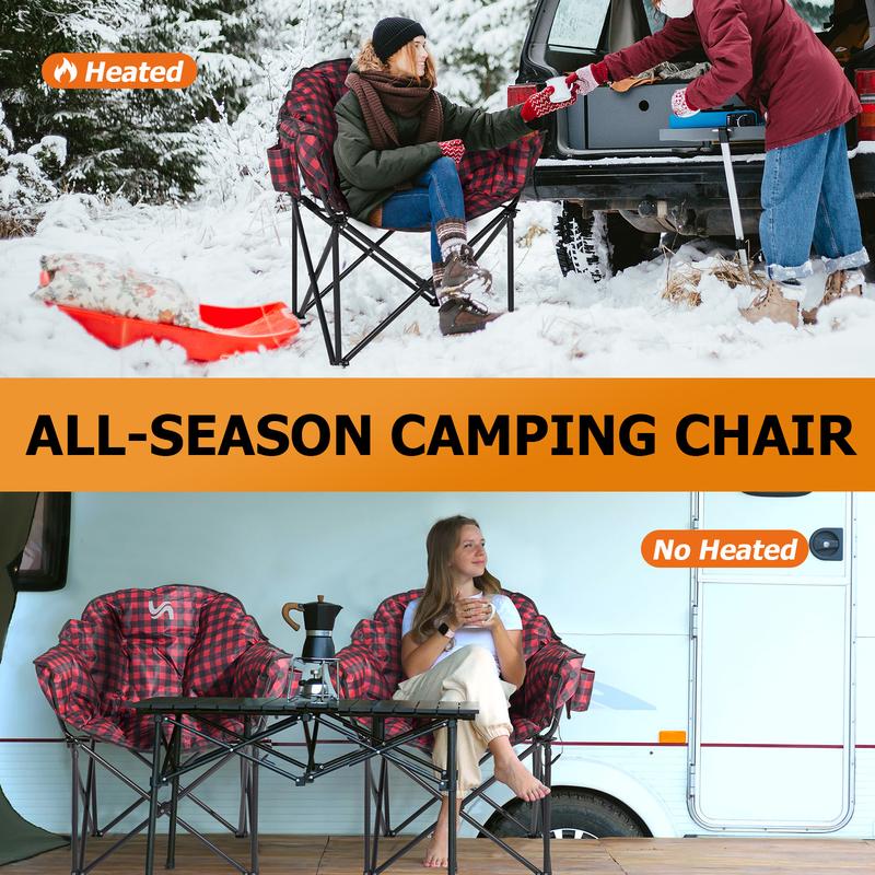 LILYPELLE Outdoor Heated Chair - Heated Camping Chair,Oversized Heated Chairs, Outdoor Sports Chair, Folding Chair for Patio, Outdoor Travel Wide&Thick Padding 10000mAh Power Bank Included