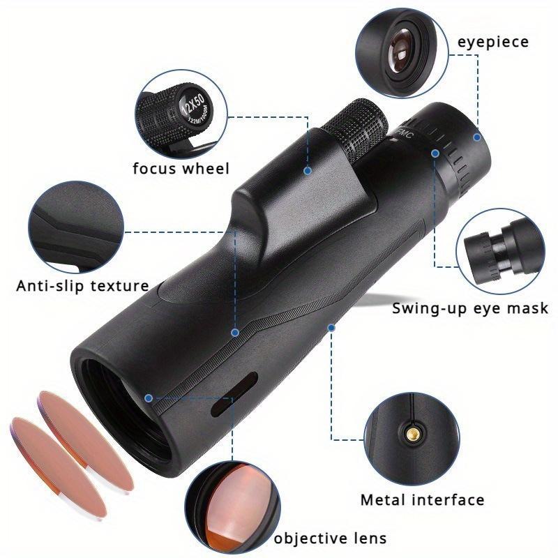 High-power Ultra-clear Low-light Night Vision Monocular Telescope, 1 Count Outdoor Hunting Telescope, Far Shot Telescope with Mobile Phone Clip & Tripod