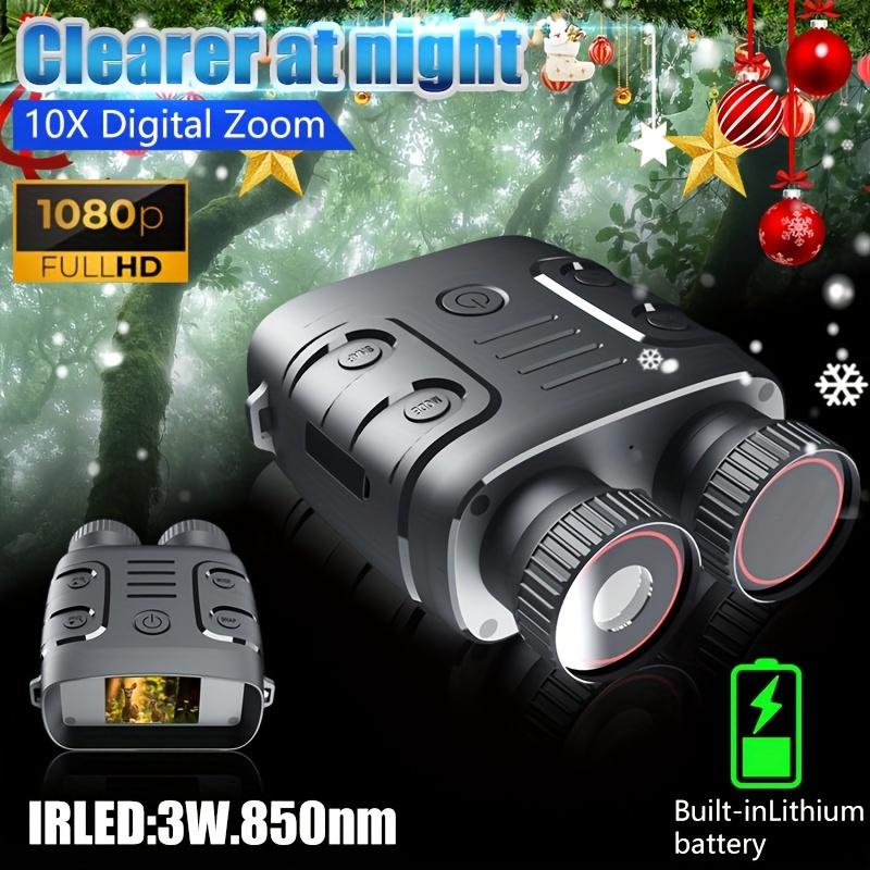 10X Digital Zoom 1080P Full HD Night Vision Binoculars with IR LED, Portable Dual Tube, ABS Material, USB Reaching Battery, for Night Patrol, Caving, Camping, Perfect Gift