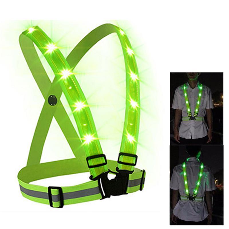 LED Reflective Vest, USB Rechargeable Reflective Running Vest, High Visibility Running Vest with Reflective Strip, Safety Light and Adjustable Size Elastic Band, Suitable for Outdoor Cycling and Running