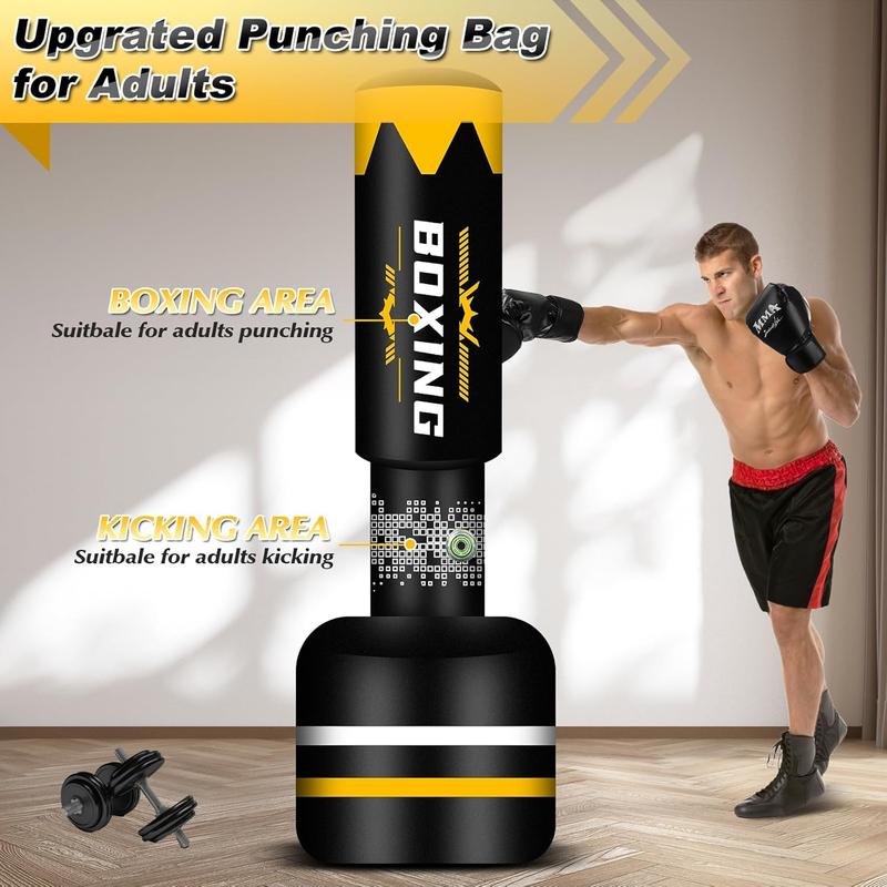 Upgrated Standing Punching Bag for Adults with Automatic Built in Air Pump, 71'' Heavy Bag Boxing Equipment with 12OZ Gloves Kicking Bag for  MMA Muay Thai Fitness Kickboxing Home Gym