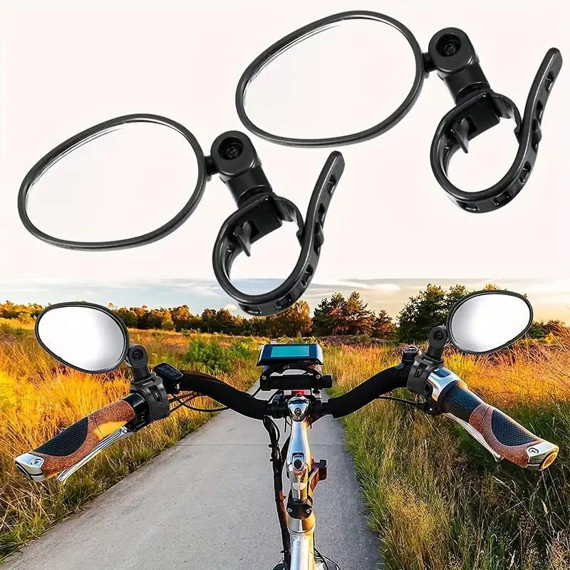 Adjustable & Rotating Bicycle Rearview Mirror, 2 Counts Bike Handlebar Mount Wide-angle Convex Cycling Rear View Mirrors, Bicycle Accessories