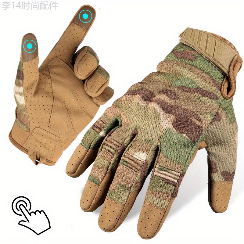 Breathable Camo Tactical Gloves - Lightweight, Touchscreen Compatible for Outdoor Sports & Motorcycle Riding, Nylon Fabric, Machine Washable