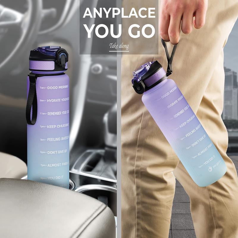 32 oz sports water bottle with time stamp and output