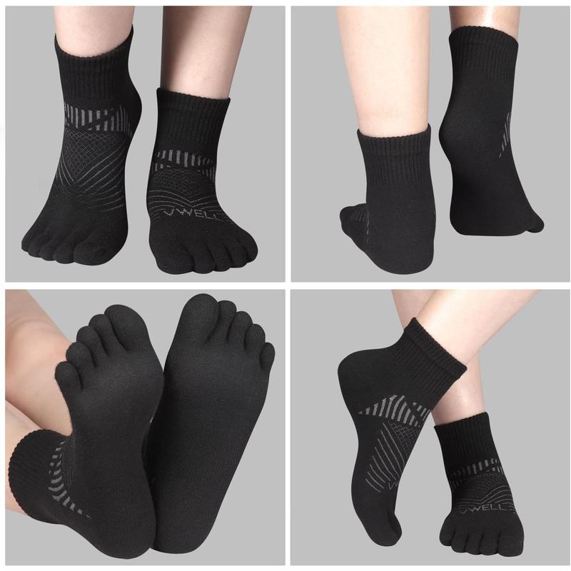 Socks for Men and Women COOLMAX Five Finger Socks Athletic Running Socks Quarter Ankle  Socks (3Pairs)