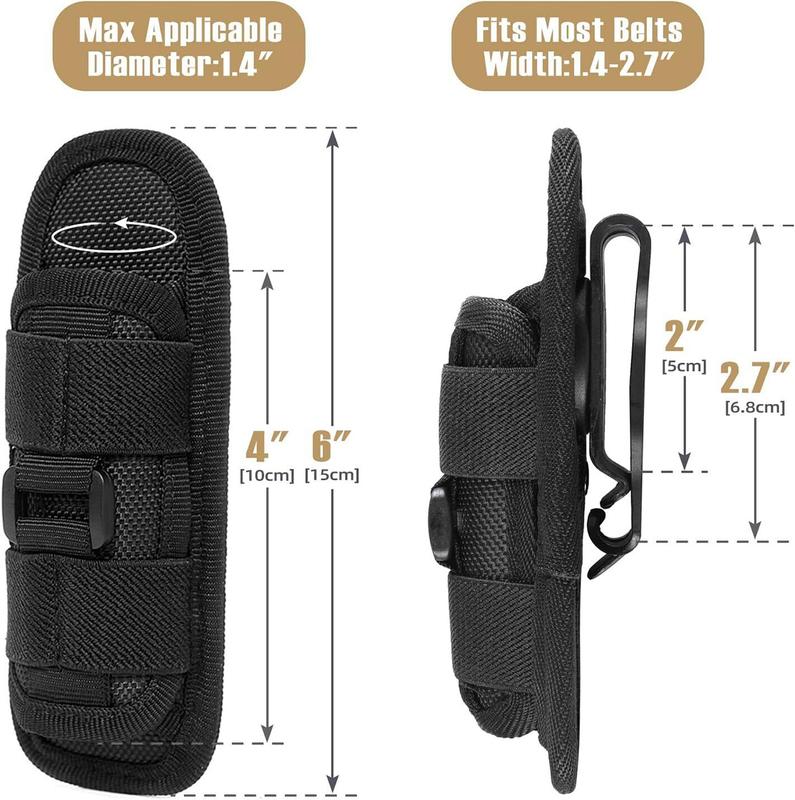 Rotatable Tactical Flashlight Pouch Holster Belt Clip Holder