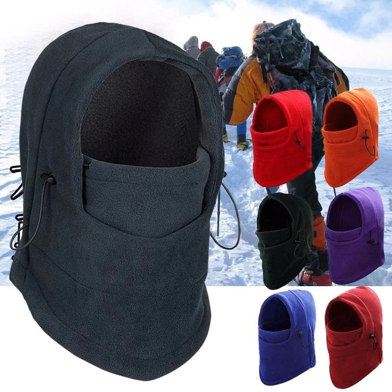 Winter Men Women Warm Hats Waterproof Thermal Fleece Balaclava Hat Hooded Neck Warmer Hiking Scarves Hats Outdoor Riding Windproof Cap