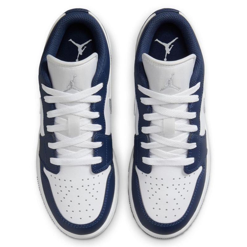 Jordan 1 Low White Wolf Grey-Midnight Navy (553560 141)