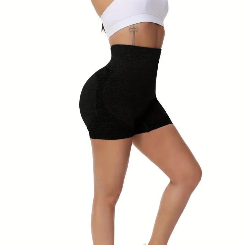 4 Packs High-Waisted Yoga Shorts for Women - Moisture-Wicking, Medium Stretch, Solid Color, Polyester Track Shorts for Running, Fitness, and Activewear - Hand Washable, All-Season, Knit Fabric,cute family panties