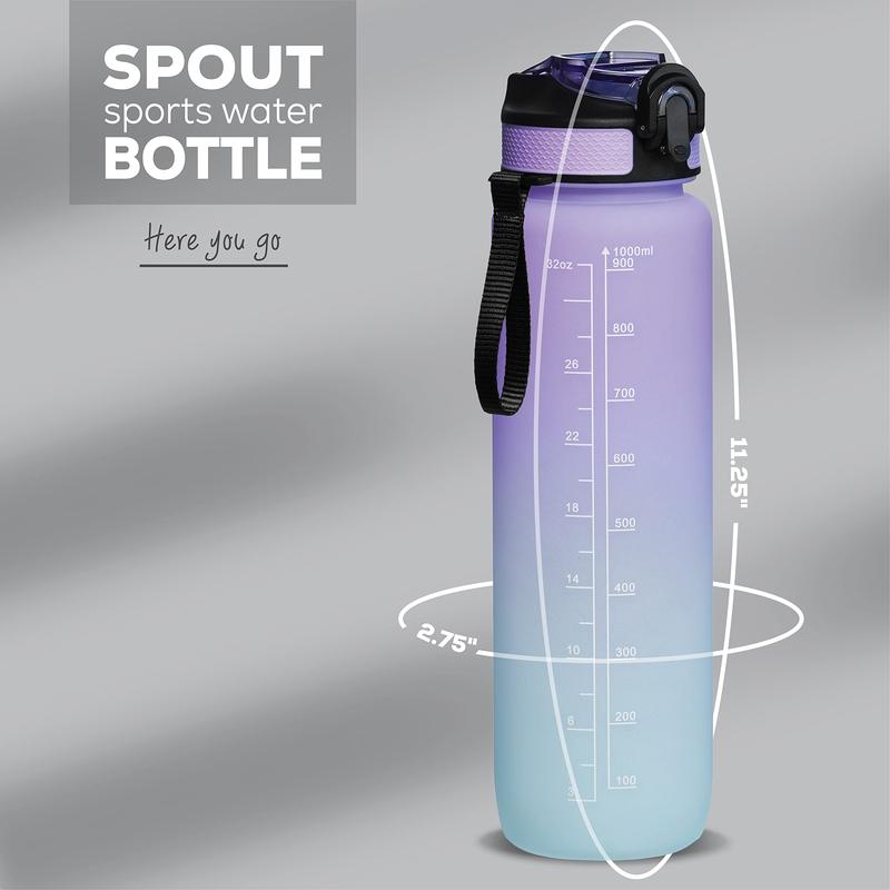 32 oz sports water bottle with time stamp and output