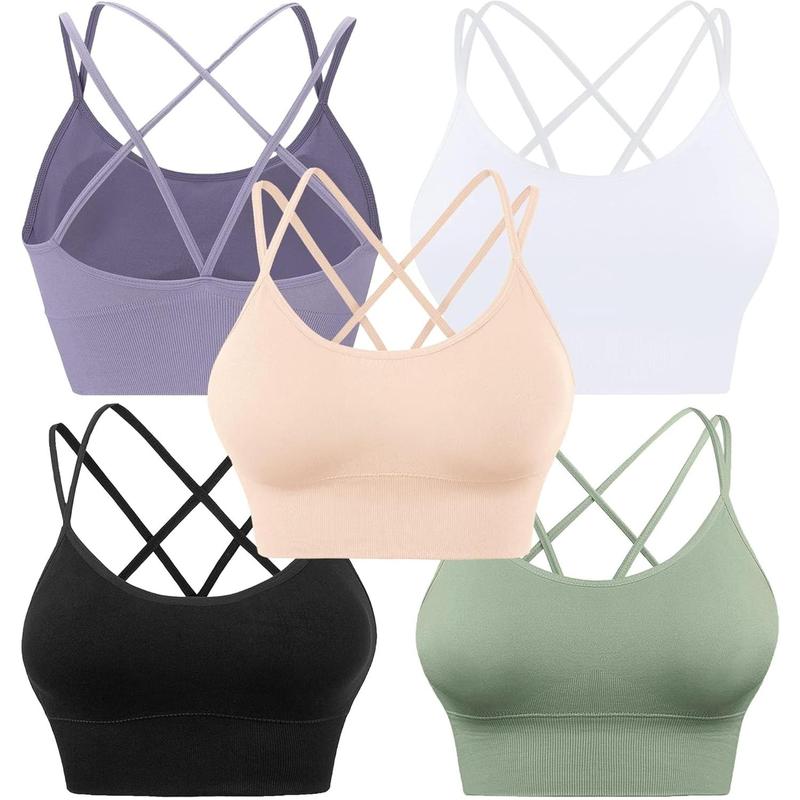 Sports Bras for Women High Impact Cross Back Strappy Bras Cropped Padded Seamless Workout Yoga Bras Set