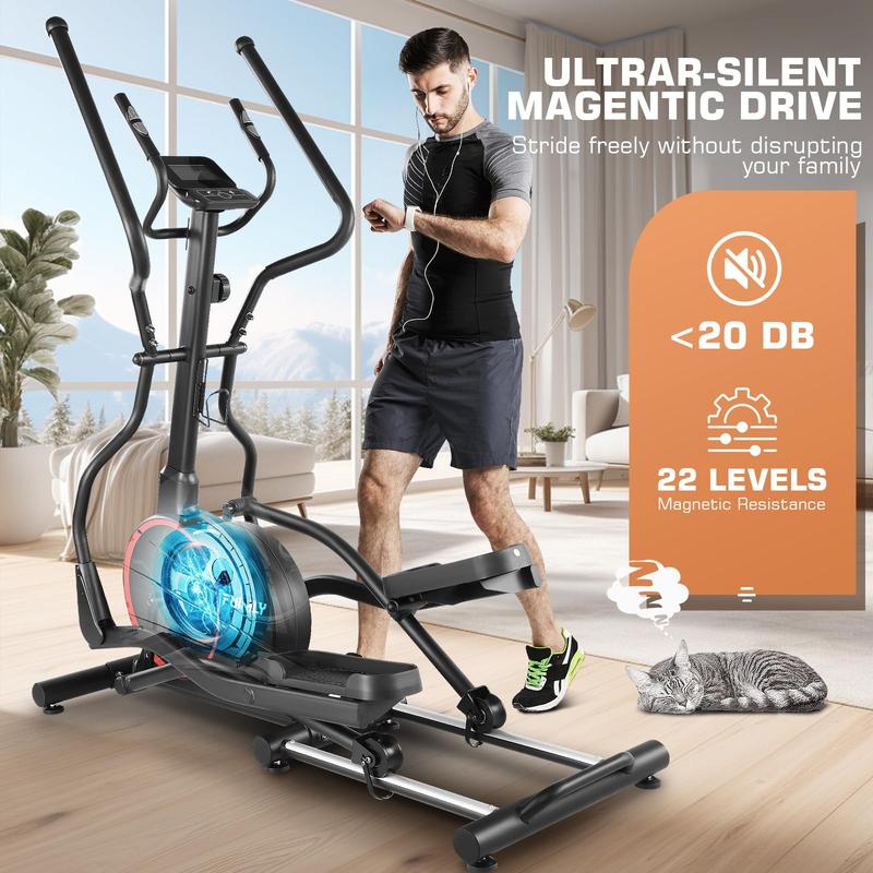 Elliptical Machine, Elliptical Machines for Home Use with Hyper-Quiet Front Driving System, Home Exercise Equipment for Cardio Training,Home Fitness Stepper Machine Max 400LBS