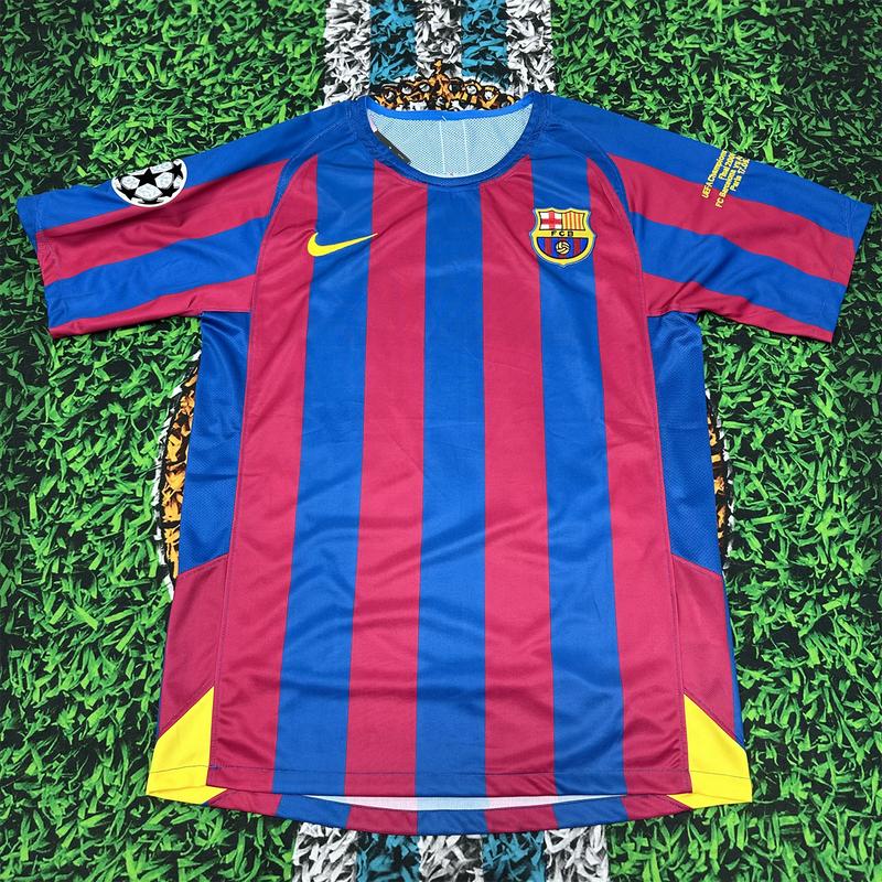 Nike 05-06 Champions League Barcelona home short sleeve NO.10 Ronaldinho Soccer Jersey