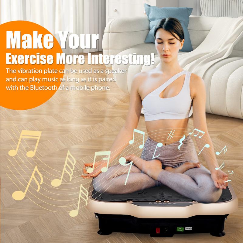 Victoper Vibration Plate Exercise Machine with 440LBS Loading Capacity, 22in Widen, Remote Control, Lymphatic Drainage Machine, Whole Body Workout Vibration Platform, with 2 Resistance Bands, 2 Push-up Handle