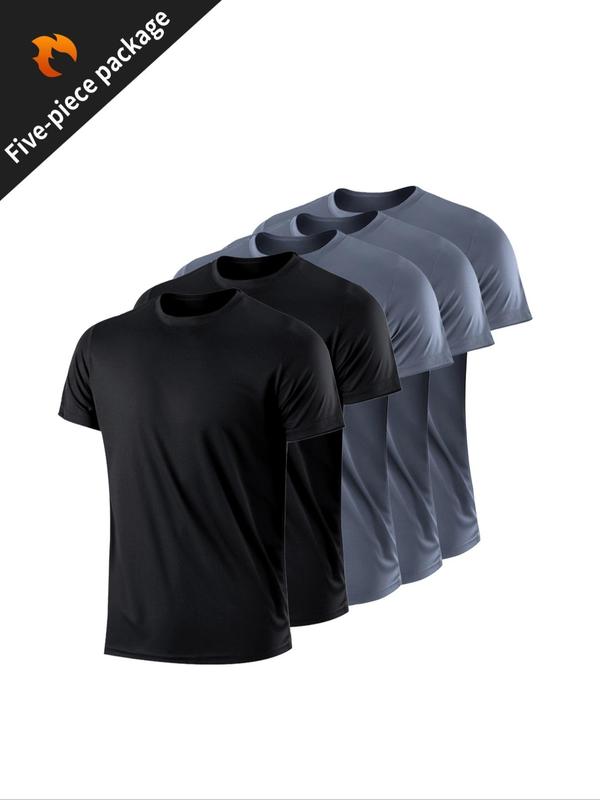 Men's Plain Round Neck Sports Tee, Compression Shirt,  Football Gym Clothing, Sporty Football Jersey, Soccer Jersey, Men's Sportswear Clothing, Fall Outfits, Back To School Clothes, Please Purchase A Size Up