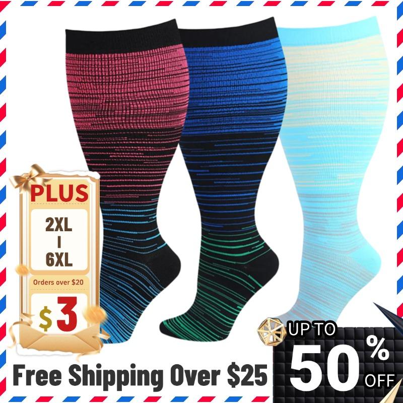 ISUNIE  Plus Size Compression Socks Unisex  Knee high socks for Flying Running for Woman & Man Running,Hiking,Travel,Winter outdoors,christmas 2024 ornament