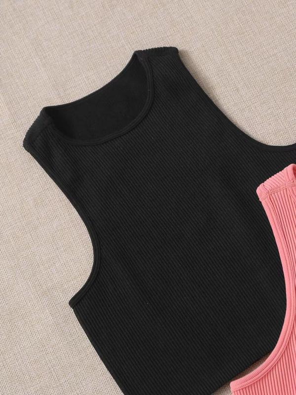 Women's Solid Crop Sports Vest Summer Clothes Women, Casual Breathable Soft Comfortable Sports Tank Top for Yoga Running Gym Workout, Women Sport & Outdoor Clothing for Summer