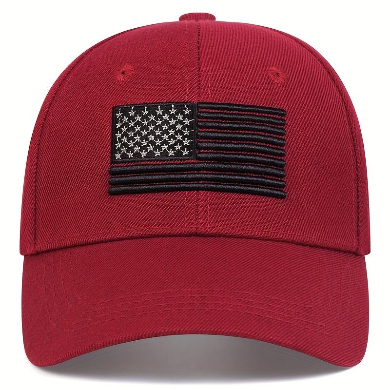 American Flag Embroidered Baseball Cap Solid Color Retro Sun Hat Adjustable Lightweight Clunky Cap for Women Men