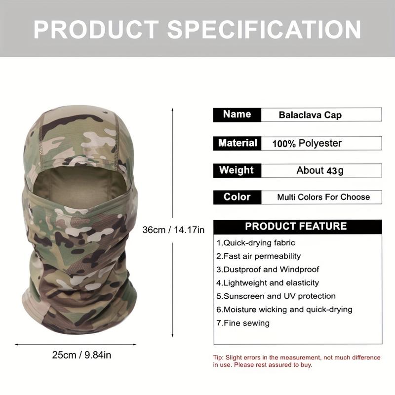 5pcs Set Tactical Camouflage Balaclava Hat For Outdoor Cycling, Motorcycle, And Tactical Helmet - Full Face Mask With Neck And Inner Cap