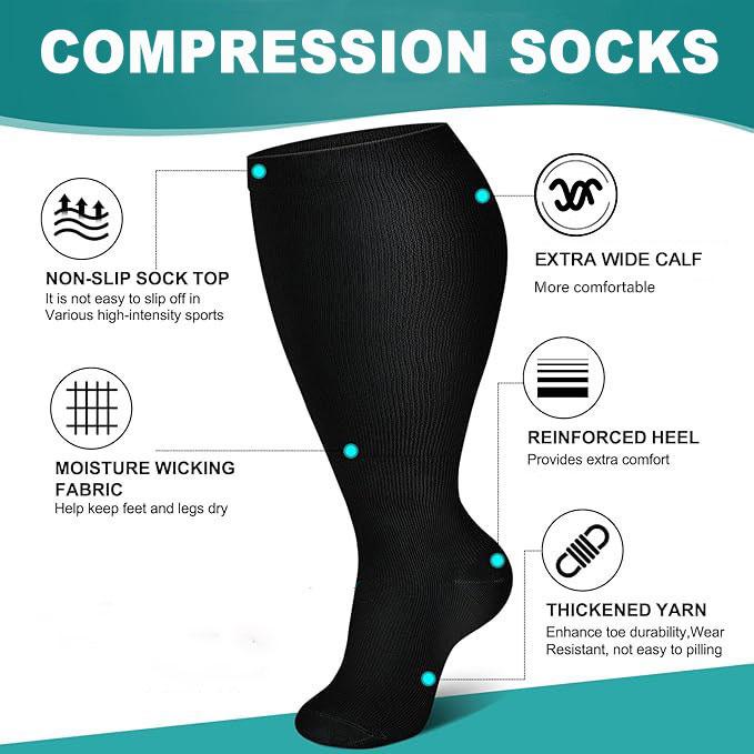 ISUNIE  Plus Size Compression Socks Unisex  Knee high socks for Flying Running for Woman & Man Running,Hiking,Travel,Winter outdoors,christmas 2024 ornament