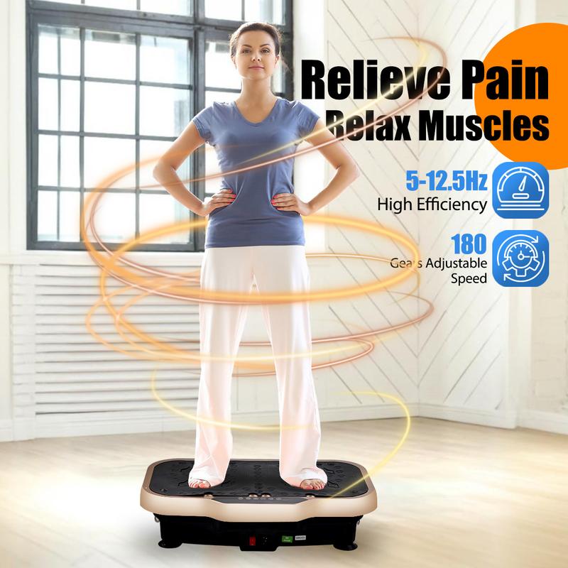 Victoper Vibration Plate Exercise Machine with 440LBS Loading Capacity, 22in Widen, Remote Control, Lymphatic Drainage Machine, Whole Body Workout Vibration Platform, with 2 Resistance Bands, 2 Push-up Handle