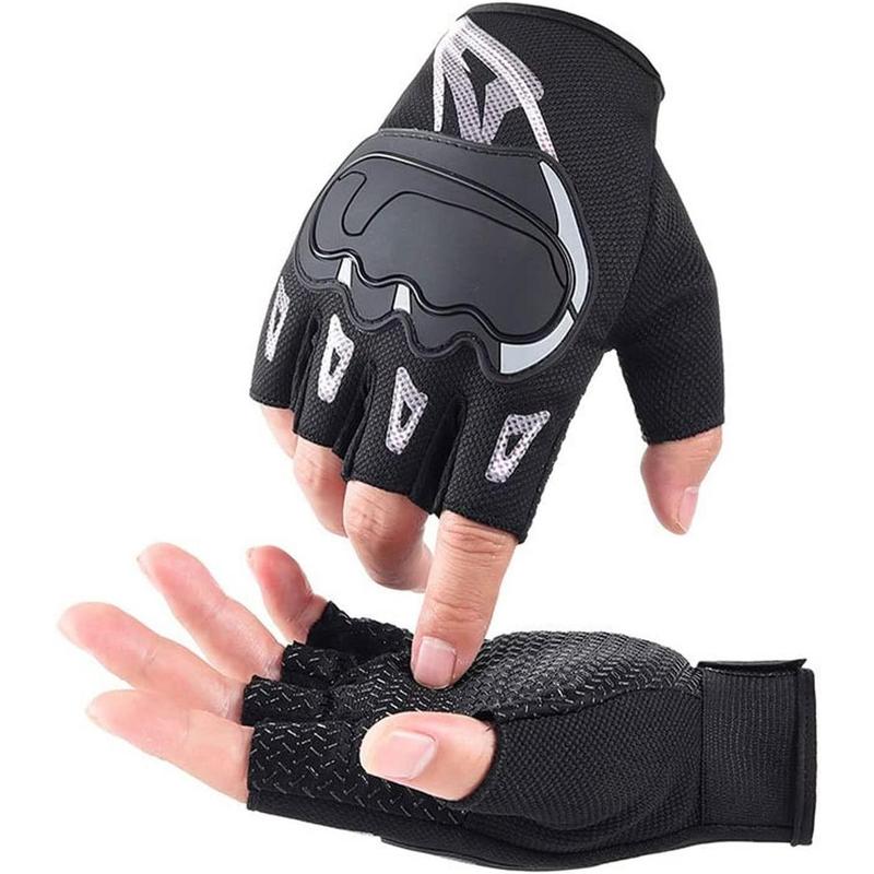 1 pair of sweat proof half finger gloves, sports half finger gloves, breathable non-slip gloves, shock absorbing sports gloves, hiking mountain driving work fingerless, outdoor sports equipment for men and women