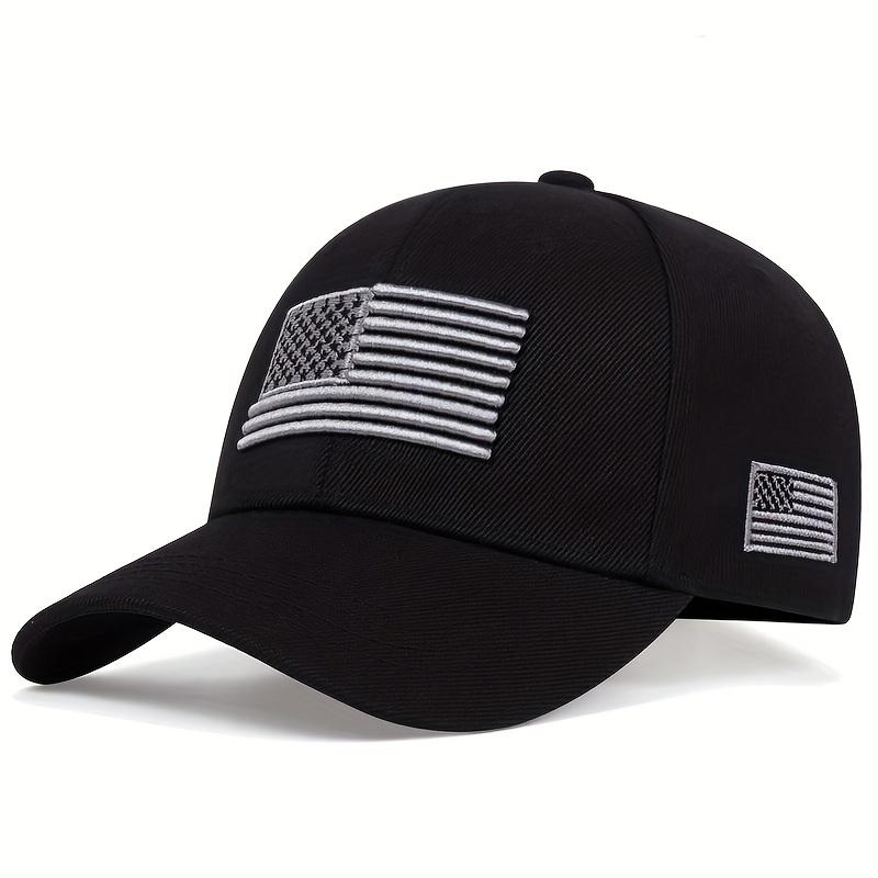 American Flag Embroidered Baseball Cap Solid Color Retro Sun Hat Adjustable Lightweight Clunky Cap for Women Men