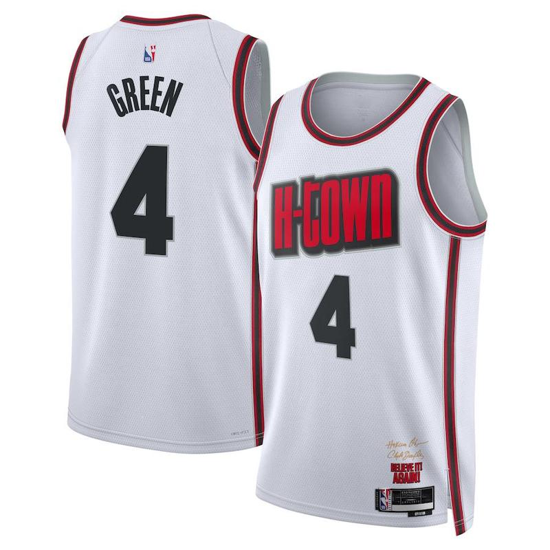 Limited 04 Rockets City Edition Basketball Jersey 2024 - White -Green, Street basketball, Basketball Shirt, Sports Lovers Retro Summer Unisex