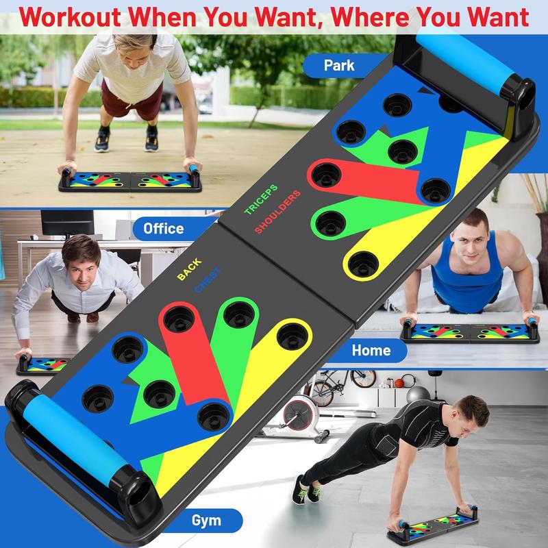 MGE Push Up Board for Men & Women, Multi-Function Foldable Press Board, Muscle max Push Up Handles, Fitness Strength & Exercise Training Equipment for Home Workout with 2 BONUS Accessories (5x Resistance Bands & Jump Rope)