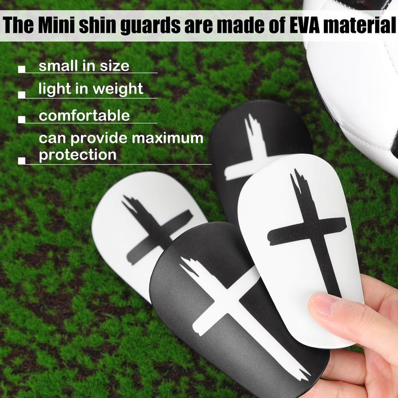 2 Pairs Mini Soccer Shin Guards, 3.15x1.97 Inch Black & White Cross Shin Guards Extra Mini Shin Pads Protective Equipment Shin Guards for Teenagers Adults Boys Girls