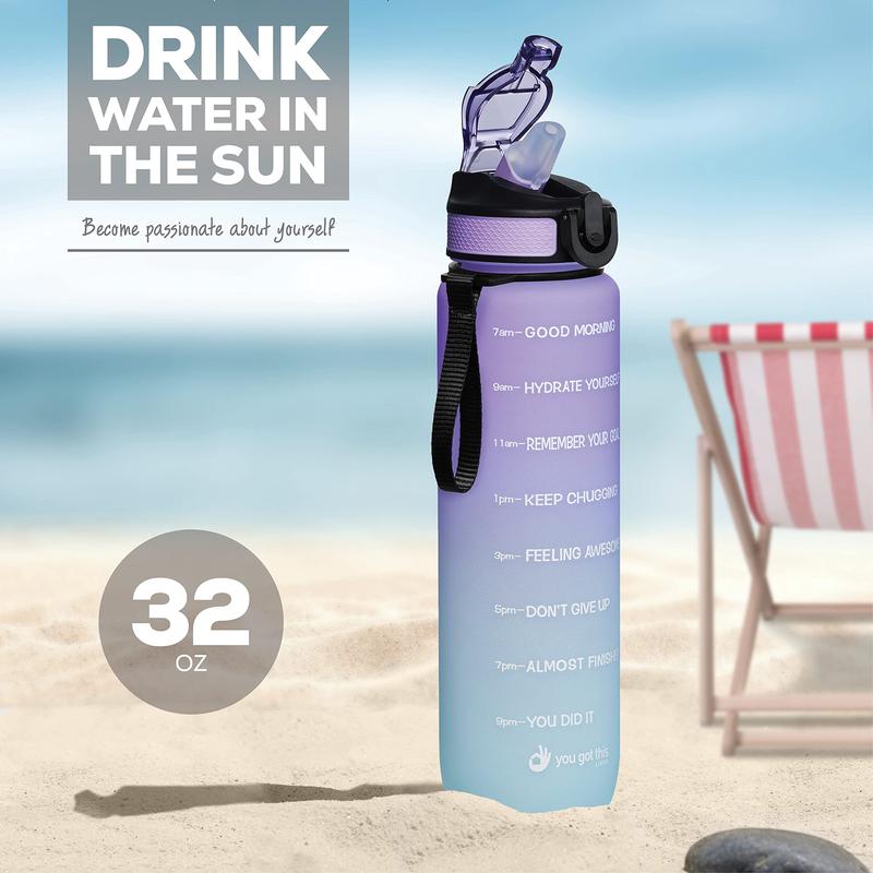 32 oz sports water bottle with time stamp and output