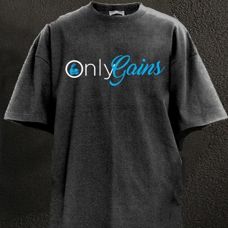 ONLY GAINS GYM SHIRT for Him, Motivated Gym T-shirt, Fitness gift for Workout Enthusiasts, Weightlifters, Bodybuilding Shirt SM4