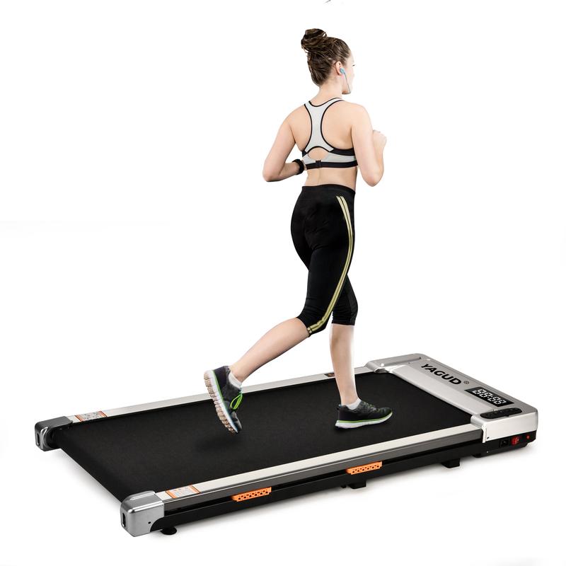 Yagud Treadmill Silver, 2 in 1 Under Desk with wheels&LED display,Walking Pad,  small&cheap,Portable Walking Machine for Home Office