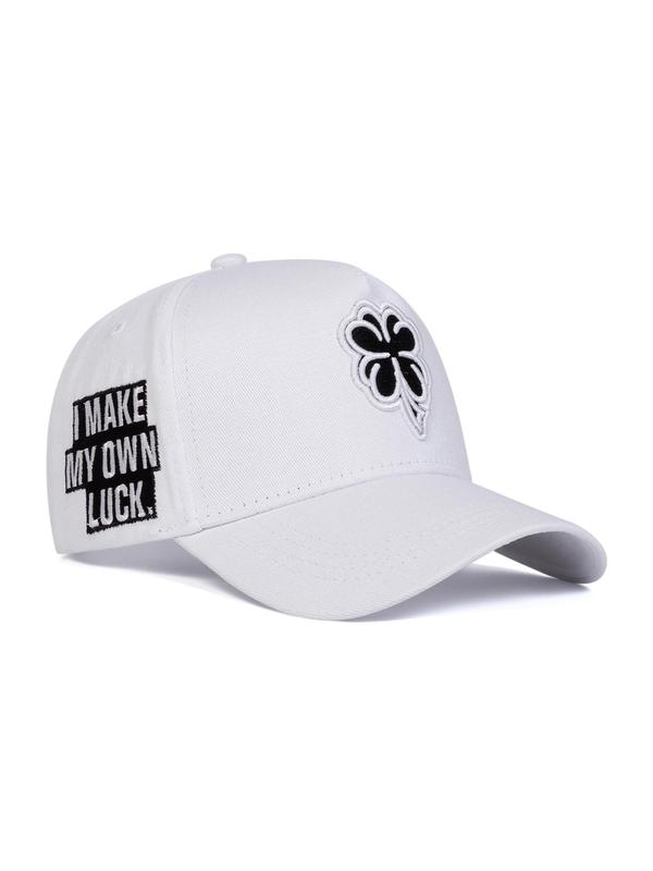 Letter & Four Leaf Clover Embroidered Baseball Cap, Casual Outdoor Sports Hat for Men & Women, Adjustable Sun Protection Cap for Daily Wear